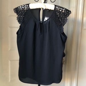 Express Sleeveless Lace Embellished Top